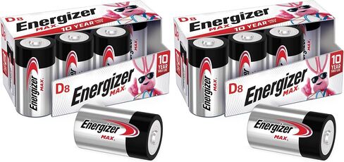 Energizer D Batteries (8 Count), D Cell Battery, Premium Alkaline | d size batteries 8 pack for flashlights, radios, toys, with up to 10 years of storage power in Saudi Arabia