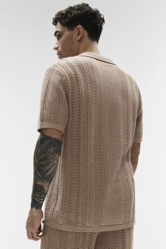 Alo Yoga Coastline Knit Short Sleeve Polo - Gravel in Saudi Arabia