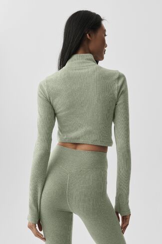 Alo Yoga Seamless Two Tone Rib Jacket - Dune Grass Heather in Saudi Arabia