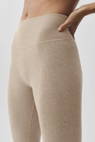 Alo Yoga Seamless High-Waist Two Tone Rib Legging - Gravel Heather in Saudi Arabia