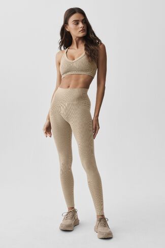 Alo Yoga Seamless High-Waist Two Tone Rib Legging - Gravel Heather in Saudi Arabia