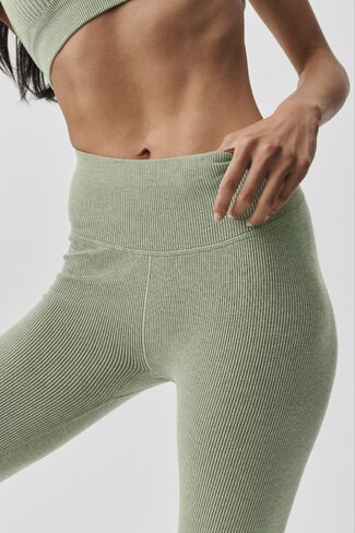 Alo Yoga Seamless High-Waist Two Tone Rib Legging - Dune Grass Heather in Saudi Arabia