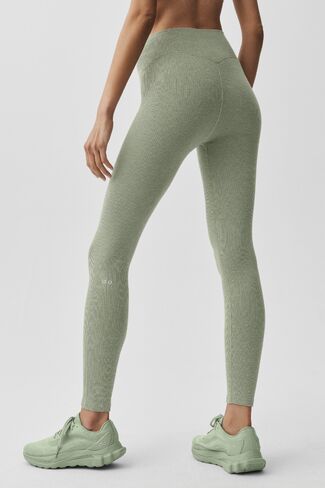 Alo Yoga Seamless High-Waist Two Tone Rib Legging - Dune Grass Heather in Saudi Arabia