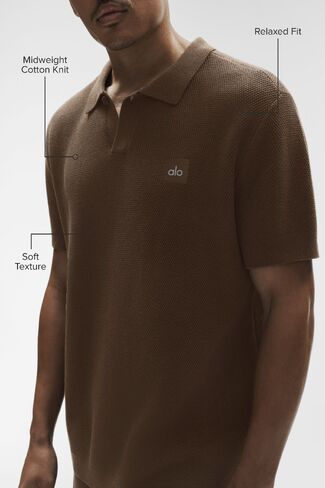 Alo Yoga Sports Club Sweater Knit Polo - Espresso in Saudi Arabia