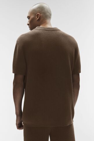Alo Yoga Sports Club Sweater Knit Polo - Espresso in Saudi Arabia