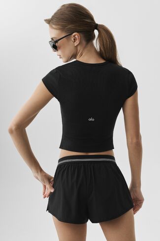 Alo Yoga Ribbed Modal Cap Sleeve Top - Black in Saudi Arabia