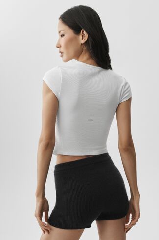 Alo Yoga Ribbed Modal Cap Sleeve Top - White in Saudi Arabia