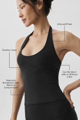 Alo Yoga ALO Softsculpt Precision Halter Tank - Black in Saudi Arabia