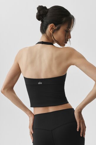 Alo Yoga ALO Softsculpt Precision Halter Tank - Black in Saudi Arabia