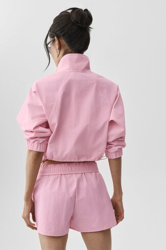 Alo Yoga Cropped 1/4 Zip Alumni Pullover - Pink Marshmallow in Saudi Arabia