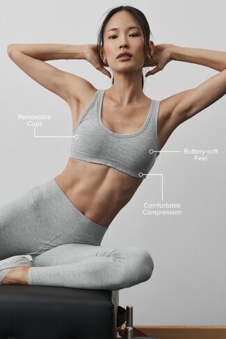 Alo Yoga Alosoft Center Stage Bra - Vintage Athletic Heather in Kuwait