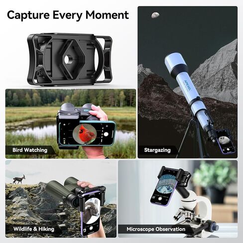 APEXEL Telescope Phone Adapter, Binocular Photo Adapter for Android & iPhone, Phone Holder Mount for Telescope, Monocular, Binocular, Microscope, Spotting Scope. (Including Bluetooth Shutter Remote) in Saudi Arabia