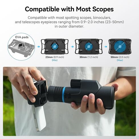 APEXEL Telescope Phone Adapter, Binocular Photo Adapter for Android & iPhone, Phone Holder Mount for Telescope, Monocular, Binocular, Microscope, Spotting Scope. (Including Bluetooth Shutter Remote) in Saudi Arabia