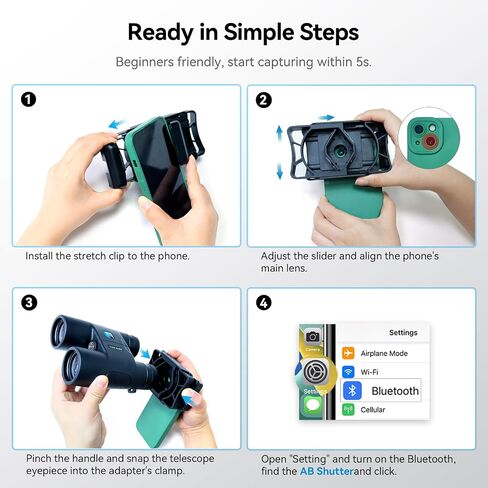APEXEL Telescope Phone Adapter, Binocular Photo Adapter for Android & iPhone, Phone Holder Mount for Telescope, Monocular, Binocular, Microscope, Spotting Scope. (Including Bluetooth Shutter Remote) in Saudi Arabia