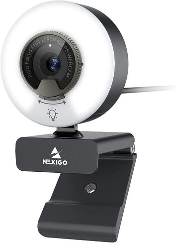 NexiGo N960E 1080P 60FPS Webcam with Light, Software Included, Fast AutoFocus, Built-in Privacy Cover, USB Web Camera, Dual Stereo Microphone, for Zoom Meeting Skype Teams Twitch in Saudi Arabia