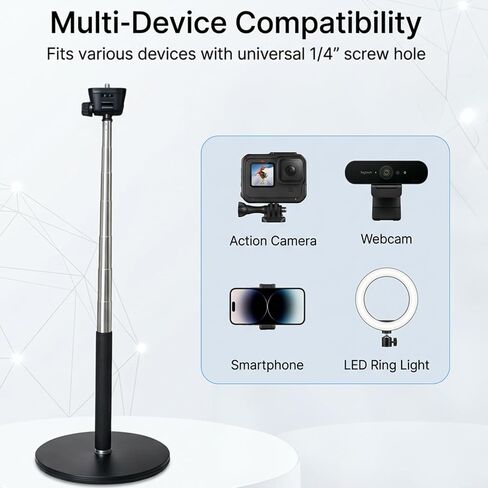 Webcam Stand for Desk, Telescopic Webcam Mount Camera Stand for Logitech Webcam C922 C930e C920S C920 C615 C960 C920x BRIO 4K NexiGo N60 etc, for Zoom Meetings, Streaming, Video Recording in Saudi Arabia