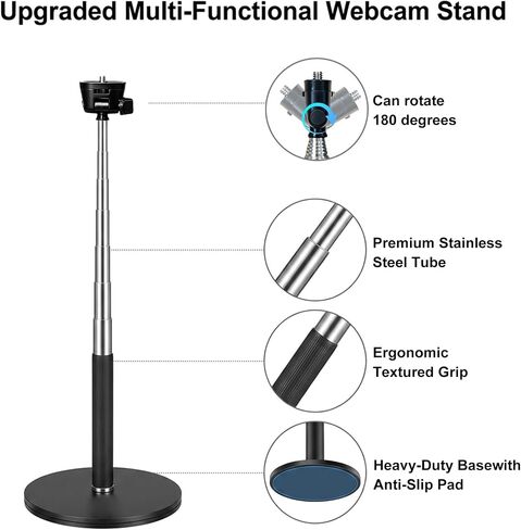Webcam Stand for Desk, Telescopic Webcam Mount Camera Stand for Logitech Webcam C922 C930e C920S C920 C615 C960 C920x BRIO 4K NexiGo N60 etc, for Zoom Meetings, Streaming, Video Recording in Saudi Arabia