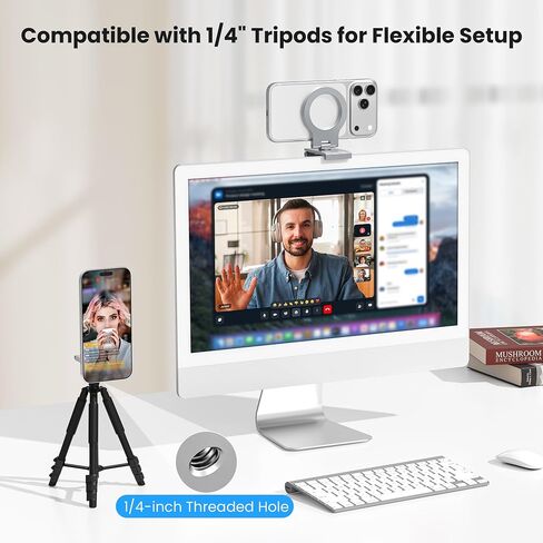 Itramax 360° Continuity Camera iPhone Webcam Mount for iMac&Desktop Monitor | Magnetic PC Phone Webcam Holder Stand,Metal Rings,for MagSafe iPhone 17 16 15 14 13 12 11 XR XS,Apple TV,Studio Display,Gray in Saudi Arabia