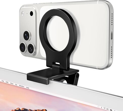 Itramax Continuity Camera Mount for iMac,Magnetic iPhone Monitor Holder | Foldable PC Screen Phone Webcam Stand,Metal Rings,for MagSafe iPhone 17/16/15/14/13/12/11/XR/XS,Apple TV,Studio Display,Gray in Saudi Arabia