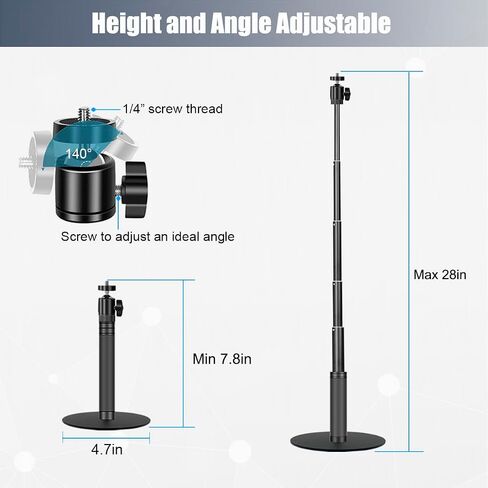 JCWINY Webcam Stand, 28 Inch Web Cam Stand for Desk, Adjustable Webcam Mount Camera Stand for Logitech Webcam C922 C930e C920S C920 C615 C960 C920x BRIO 4K NexiGo N60 and Others in Saudi Arabia