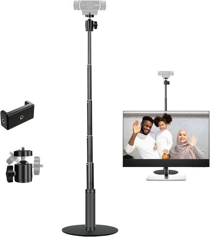 JCWINY Webcam Stand, 28 Inch Web Cam Stand for Desk, Adjustable Webcam Mount Camera Stand for Logitech Webcam C922 C930e C920S C920 C615 C960 C920x BRIO 4K NexiGo N60 and Others in Saudi Arabia