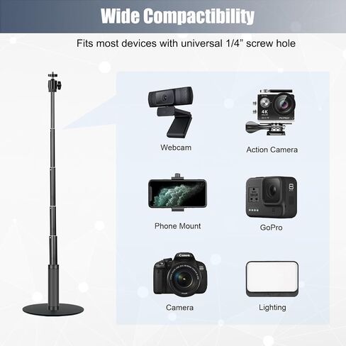 JCWINY Webcam Stand, 28 Inch Web Cam Stand for Desk, Adjustable Webcam Mount Camera Stand for Logitech Webcam C922 C930e C920S C920 C615 C960 C920x BRIO 4K NexiGo N60 and Others in Saudi Arabia