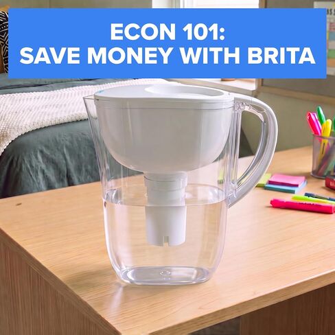 Brita Small 10 Cup Water Filter Pitcher, 1 BritaPlus Filter, Metro, Black | WQA and NSF/ANSI Certified, Reduces Chlorine, Copper, Mercury & Cadmium, Lasts 2 Months, Household Essential in Kuwait