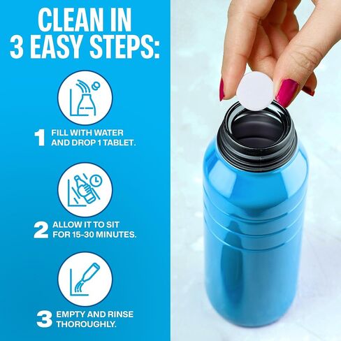 Sudstainables Water Bottle Cleaner Tablets, 36 Count | Cleans reusable bottles, tumblers, flasks and hydration packs. Removes stains and odors without scrubbing. in Saudi Arabia