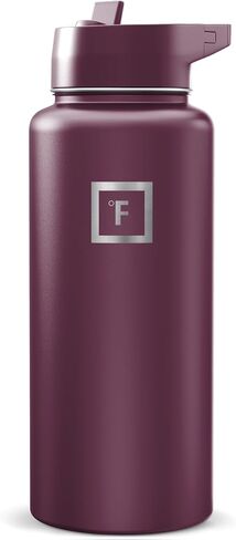 IRON °FLASK 32 oz Wide Mouth Water Bottle with 3 Lids | Insulated Stainless Steel Sports Water Bottle with 3 Leakproof Lids - BPA Free, Cold 24 Hrs, Sweat Free (Midnight Black) in Saudi Arabia