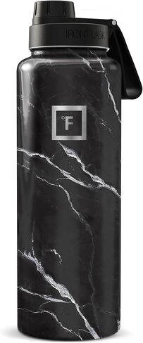 IRON °FLASK 40 oz Wide Mouth Water Bottle with Straw | Insulated Stainless Steel Sports Water Bottle with Leakproof Straw Lid - BPA Free, Cold 24 Hrs, Sweat Free (Midnight Black) in Saudi Arabia