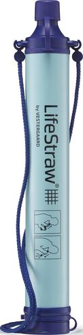 LifeStraw Personal Water Filter for Hiking, Travel and Emergency, Blue, 1PK | Water Filter for Hiking, Camping, Travel, and Emergency Preparedness, Removes Bacteria & Parasites in Kuwait