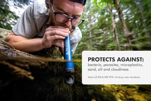 LifeStraw Personal Water Filter for Hiking, Travel and Emergency, Blue, 1PK | Water Filter for Hiking, Camping, Travel, and Emergency Preparedness, Removes Bacteria & Parasites in Kuwait