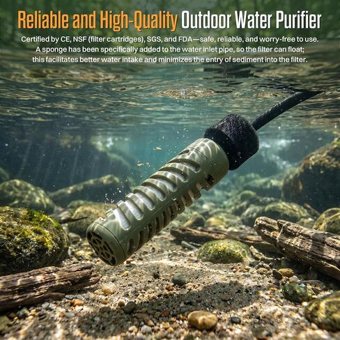 ITEHIL Portable Electric Water Filter, 0.01 Micron Camping Water Purifier with Solar, Outdoor Water Purification System for Camping, Hiking, Emergency & Survival in Kuwait
