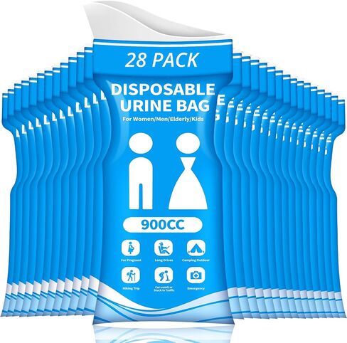 Disposable Urine Bag for Travel - 900ML Portable Pee Bags for Women Men 8/12/20/24/28 PCS Emergency Vomit Bags Urinal Toilet for Car Camping, Road Trip,Traffic Jam, Pregnant, Kid, Patient in Saudi Arabia