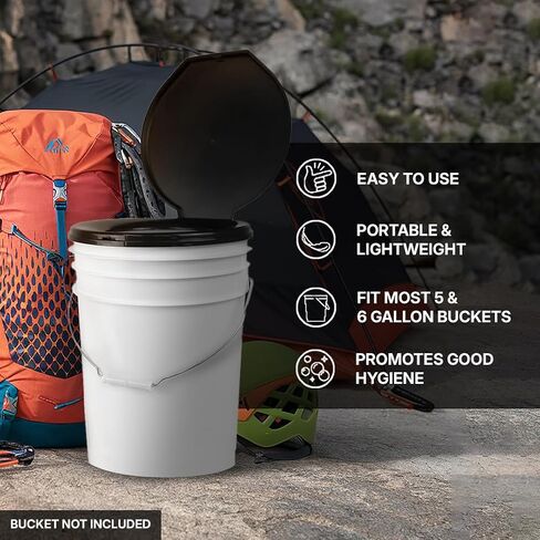 72 HRS Premium Portable Camping Toilet Seat with Lid for 5 Gallon Buckets | Portable Toilet for Outdoor Camping, Hiking, Emergency Prep, Backcountry, Car, Boat, Road Trips, No Bucket Included in Saudi Arabia