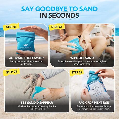 Sand Removal Bag – Talc-Free Sand Remover for Beach Days – Helps Remove Grains from Skin Without Water – Portable Microfiber Beach Accessories Must Haves for Hands, Feet, and Legs – Pack 1 in Saudi Arabia