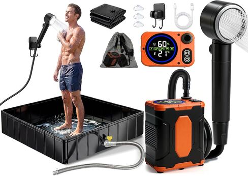 Portable Camping Shower Rechargeable Portable Shower Pump | Long-Lasting Battery Life Portable Shower With Larger Led Digital Display&6 Spray Modes,Ipx8 Waterproof Portable Shower Pump in Saudi Arabia