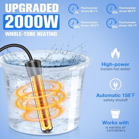 Upgraded Portable Shower with Heater,Outdoor Heated Camping Shower | 2000W Portable Camping Water Heater with Shower Head 3 Spray Modes,6000mAh Rechargeable Portable Shower Pump with LED Display in Saudi Arabia