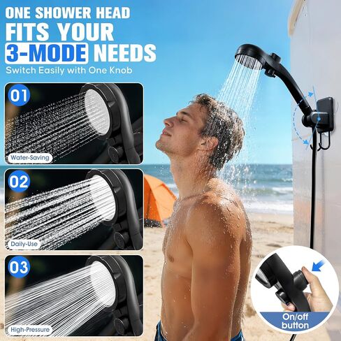 Upgraded Portable Shower with Heater,Outdoor Heated Camping Shower | 2000W Portable Camping Water Heater with Shower Head 3 Spray Modes,6000mAh Rechargeable Portable Shower Pump with LED Display in Saudi Arabia
