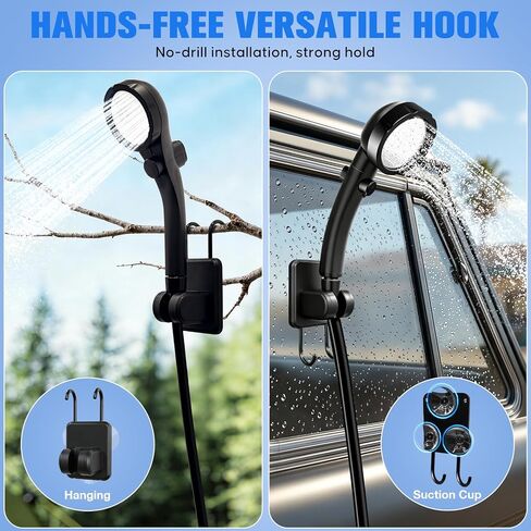 Upgraded Portable Shower with Heater,Outdoor Heated Camping Shower | 2000W Portable Camping Water Heater with Shower Head 3 Spray Modes,6000mAh Rechargeable Portable Shower Pump with LED Display in Saudi Arabia