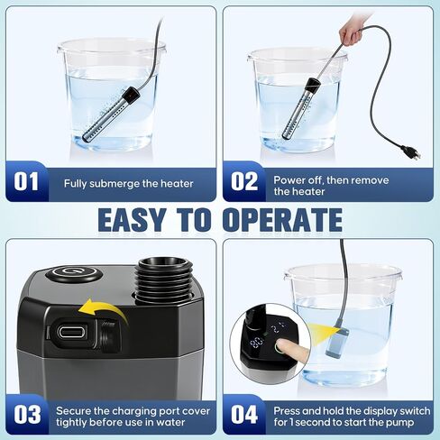 Upgraded Portable Shower with Heater,Outdoor Heated Camping Shower | 2000W Portable Camping Water Heater with Shower Head 3 Spray Modes,6000mAh Rechargeable Portable Shower Pump with LED Display in Saudi Arabia
