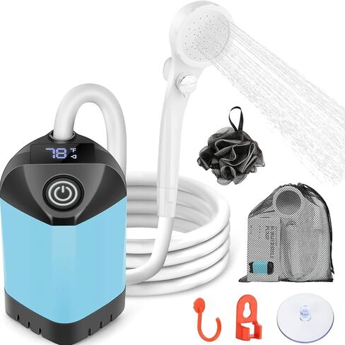 Portable Shower for Camping, Rechargeable Camping Shower with LED Display | 3 Spray Modes, IPX8 Waterproof Outdoor Shower for Pet Bath, Car Wash & RV, Long-Lasting Battery in Saudi Arabia