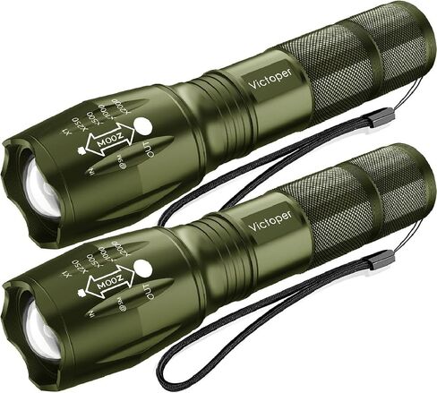 Victoper LED Flashlight 1 Pack, Bright Tactical Torch High Lumens with 5 Modes, Waterproof Zoomable Flash Light for Outdoor, No Battery Included in Saudi Arabia