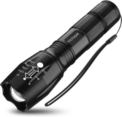 Victoper LED Flashlight 2 Pack, Bright Tactical Torch High Lumens 5 Modes, Waterproof Zoomable Flash Light for Outdoor, Birthday Gifts for Men, Dorm Room Hiking Camping Essentials Gear for Guys in Kuwait