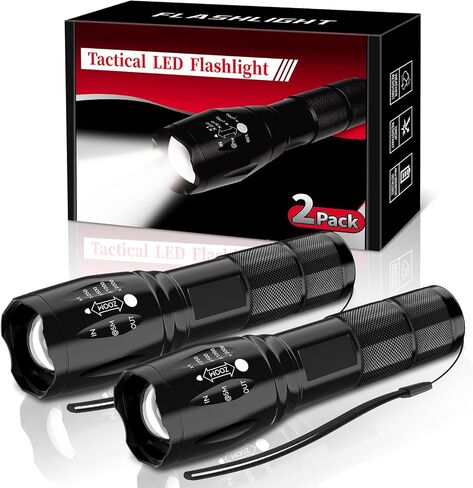 LED Flashlight 2 Pack, Small Flashlights Powerful High Lumens 5 Modes, Waterproof Zoomable Mini Tactical Flash Light for Home Emergencies Camping in Saudi Arabia