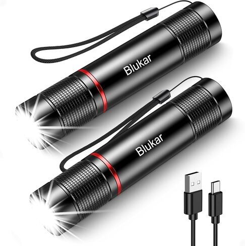 Blukar Rechargeable Flashlight, Super Bright Adjustable Focus Flashlights | 4 Lighting Modes, Long Lasting, Waterproof Small Mini LED Flash Light for Power Cuts, Emergency, Camping, Hiking, Outdoor in Saudi Arabia
