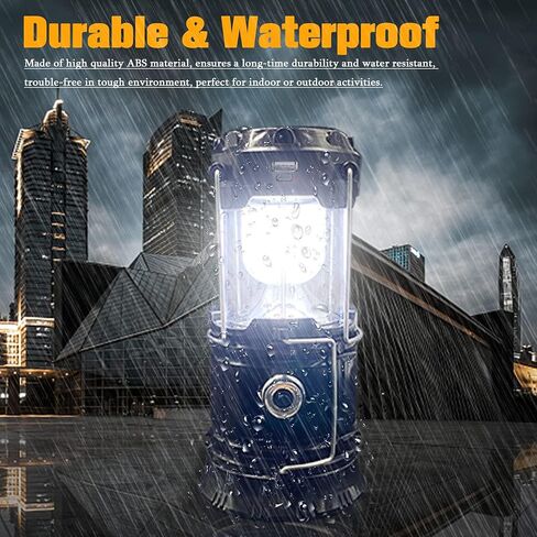 Collapsible Portable LED Camping Lantern XTAUTO Lightweight Waterproof Solar USB Rechargeable LED Flashlight Survival Kits for Indoor Outdoor Home Emergency Light Power Outages Hiking Hurricane 4-Pack in Kuwait