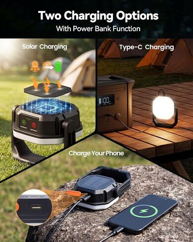 TechRise LED Solar Camping Lantern 4000LM, 6700mAh Rechargeable Tent Light | 3 Light Modes, IP65 Waterproof, Hands-Free Design (Hook and Magnet), Portable for Camping, Hiking, Hurricane, Power Outages in Saudi Arabia