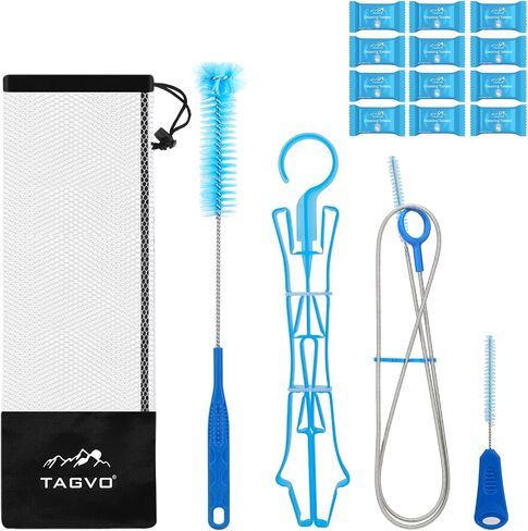 TAGVO Hydration Bladder Cleaning Kit, 6 in 1 Water Bladder Cleaner Set - 3 Brushes, Collapsible Hanger, 12 Cleaning Tablets & Carry Pouch, Water Reservoir Backpack Cleaning Tools in Saudi Arabia