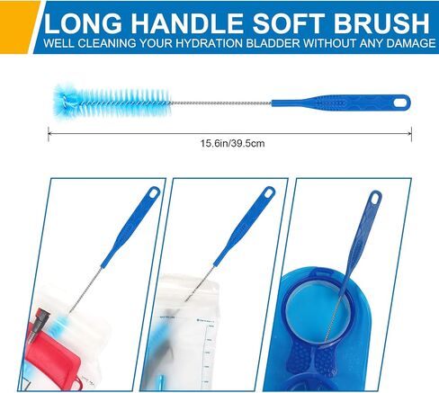 TAGVO Hydration Bladder Cleaning Kit, 6 in 1 Water Bladder Cleaner Set - 3 Brushes, Collapsible Hanger, 12 Cleaning Tablets & Carry Pouch, Water Reservoir Backpack Cleaning Tools in Saudi Arabia